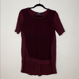 Left of center rayon front panel cotton tee